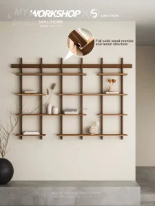 Simple Modern Oak Solid Wood Household Bedroom Wall Rack Wall Hanging Bookshelf Living Room Sofa Multi Layer Storage Decoration