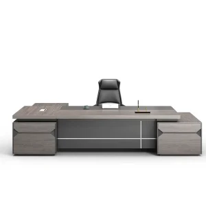 Simple Modern Wabi sabi Style Wood President’s Desk and Chair Combination with Side Table Office Furniture