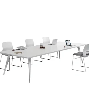 Simple Modern White Bamboo Conference Table Chair Set Fireproof Tape Box for Small Meeting Rooms Training Sessions Workstations