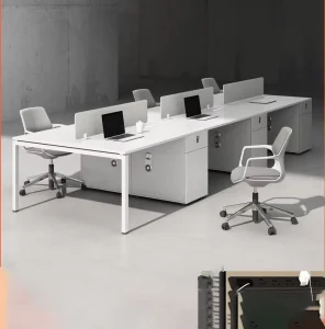 Simple Modern White Staff Office Desk Chair Combination Panel Design Eco friendly Wooden Modular Desk Multi functional Fireproof