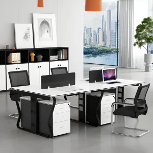 Simple Modern Wood Office Desk Chair Set Staff Workstation for 4 6 Persons Cubicle Desk Stain Resistant Finish Cable