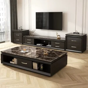 Simple Modern Wooden Extendable Coffee Table and TV Stand for Living Room