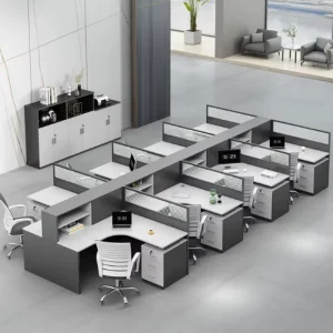 Simple Modern Workstation Desk Partition Cubicle Office Furniture with Chair Set Wood Style Panel for Bedroom Use
