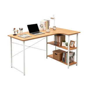 Simple Modern Writing Desk with Storage Rack Computer Table for Bedroom Living Room Office
