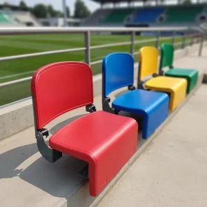 Simple Mounting Narrow Back Blow Molded Seat Foldable Backrest Fixed Stadium Bench Seating Gym Bleacher Weather Resistant Vandal