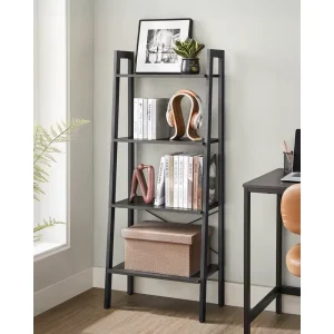 Simple Office Furniture Bookcase Wooden MDF Book Shelf Ladder Estantes De Livros Bookcase Book Shelves with Metal Frame