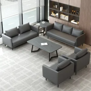 Simple Office Solid Wood American Style Three Seat Sofa Coffee Table Combination for Small Business Reception Meeting Negotiation