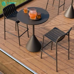 Simple Outdoor Garden Furniture All Weather Powder Coated Aluminum High Bar Table and Chair Set for Patio Restaurant Bistro