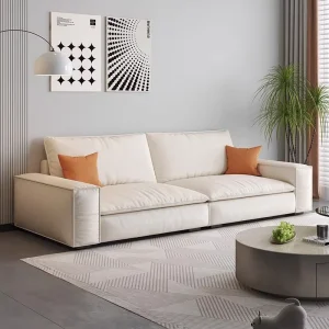 Simple Removable Beige White Velvet Modern Three Seat Sofa Set for Apartment and Hotel Use