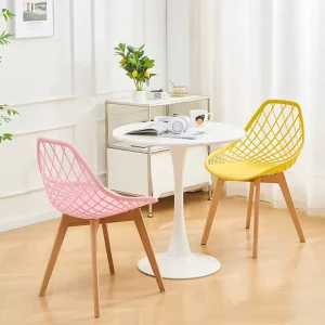Simple Scandinavian Design Thickened Backrest Comfortable Hollow Plastic Dining Chair Home Furniture Outdoor Restaurants Wood