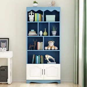Simple Solid Wood Particleboard Multi Tiered Bookshelf Storage Rack Floor Mounted Cabinet for Home Bedroom Living Room Office