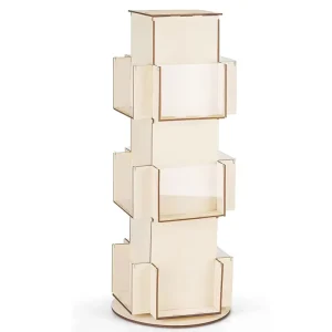 Simple Solid Wood Rotating Shelf Multi layer Vertical Removable Stationery Store Storage Rack Assembled Magazine Organizer