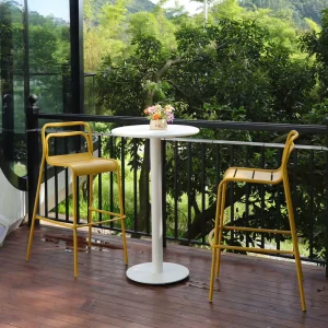 Simple Style Aluminum Alloy Bar Table Chair Set Lightweight Modern Outdoor Patio Balcony Bar Furniture Table and Chair Set