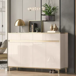Simple White Design Adjustable Shoe Rack Light Luxury Modern Wooden Shoe Storage Rack Cabinet for Living Room Furniture