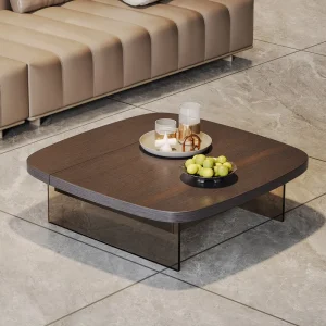 Simple Wooden Style Height Adjustable Coffee Dining Table Living Room Modern Coffee Table with Storage Space