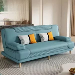 Simple and Modern Small Family Living Room Apartment Dual Purpose Cat Scratch Leather Folding Sofa Bed