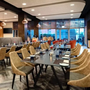 Simple and Popular Restaurant Dining Table and Chair Set Commercial Customized Fabric Restaurant Furniture Restaurant Chair