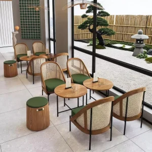 Simple and economical coffee shop restaurant furniture set fast food buffet tables and chairs coffee shop