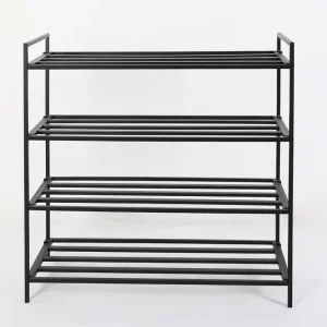 Single 4 Tier Corner Accessory Storage Rack Metal Space Saver for Bathroom and Kitchen Magazine Drying and Household Items Use
