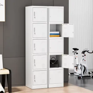 Single 5 Tier Steel Locker Vertical 5 Door Metal Storage Cabinet for Gym School Office Staff Room Metal Cabinet with Key Lock