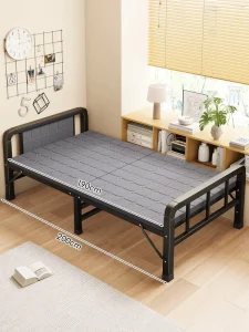 Single Bed Foldable 1.5m Household 1.2m Adult Temporary Extra Bed Iron Bed Folded