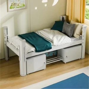 Single Beds Knock down Steel Bunk Bed for Dormitory Loft Hotel Hostel Boys and Girls Bed