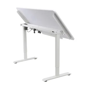 Single Brushless Motor Office Computer Standing Desk Frame Height Adjustable Lift Tables with Tilt Flip Tabletop