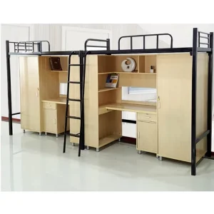 Single Bunk Bed with Desk Underneath School Dormitory Furniture
