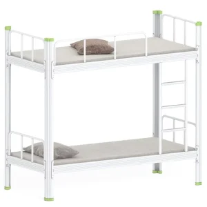 Single Bunk Beds Dormitory Apartment Use Metal Bed for Adult Bedroom Furniture Student Steel Frame Bed with Ladder
