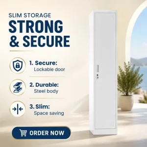 Single Door Steel Cabinet Heavy Duty Metal Wardrobe with Key Cabinet for Gym and Factory