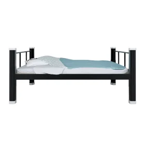 Single Metal Bed with Storage Heavy Duty Steel Frame Dormitory Student Bedroom Furniture