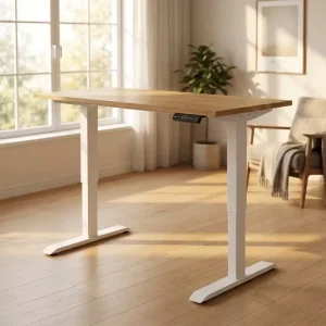 Single Motor Electric Standing Desk 2 Stage Inverted Column Height Adjustable Desk Frame Motorized Sit Stand Office Table