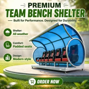 Single Row Luxury Soccer Substitute Bench Player Rest Shelter UV Resistant Outdoor Football Team Dugout With Custom Seats TBX C