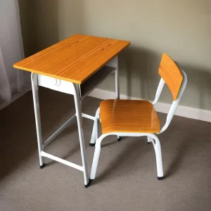 Single Student Comfortable MDF Metal Desk and Chair Set Modern Design for Primary Classroom School Furniture Equipment