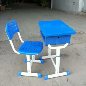 Single Student Sets New School Kids Desk and Chair Colour Plastic Top with Metal Frame