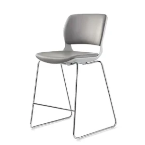 Sled Base Upholstered Bar Chair Modern Cafe Chair Durable Chrome Metal Office Chair Heavy-duty Bar Stool