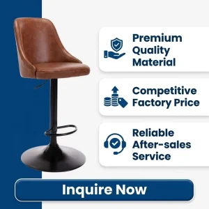 Sleek 360 Rotation Counter Chair Leather Seat Metal Pedestal Base for Luxury Bridal Boutique High end Tailor Shop Counter