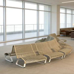 Sleek Design Wooden Bench Comfortable Multi Person Seating Foldable Eco Friendly for Hospital Mall Office Lobby Lounge Community