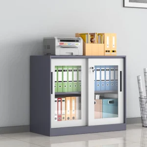 Sliding Door Metal Filing Cabinet with Adjustable Shelf Lockable Office Furniture Steel Storage Cabinet for Home School Hospital
