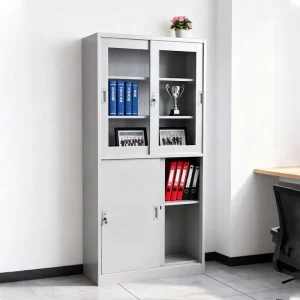 Sliding Door Steel Filing Cabinet Office with Lock Rust Proof Storage Cabinet Adjustable Shelves for Document Organization