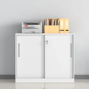 Sliding Doors Metal Filing Cabinet with Adjustable Shelves Lockable Storage Cabinet Steel Modern File Cabinet for Office School