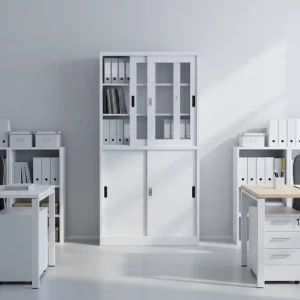 Sliding Glass Door Metal Office Cabinet High Capacity Steel Filing Storage Cupboard with Lock Modern Library & School Bookshelf