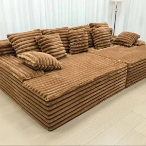 Small Apartment Living Room Hotel Set Modern Modular Foldable Sectional Sofa Thick Corduroy Removable Washable Pure Sponge