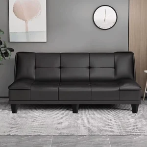 Small Apartment Sofa Living Room New Rental Property Shop Bedroom Office Folding Leather Sofa Bed for Cats
