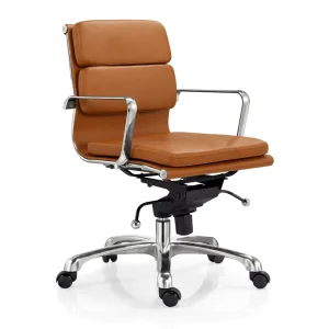 Small Comfortable Stylish Modern Brown Faux Leather Office Work Chairs RF S067