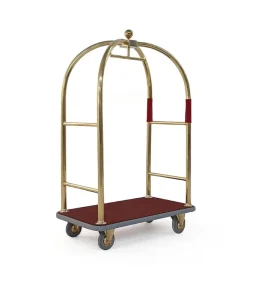 Small Gold Top Electric Push Luggage Cart Stainless Steel and Titanium Easy Disassembly Assembly for Hotels and Restaurants