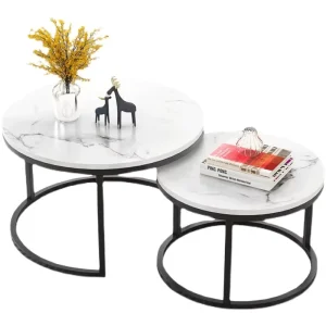 Small Luxury Modern Stone Coffee Table with Durable Eco Friendly Design for Rental Rooms and Small Apartments