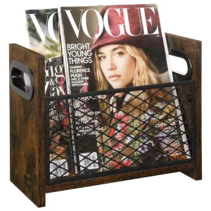 Small Magazine Holder Magazine Rack for Desktop and Home Office Farmhouse File Storage Basket for Magazines
