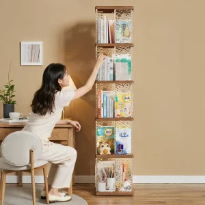 Small Multi Layer Bookcase Storage Rack Spin Removable Plastic Stackable Bookshelf Functional Floor Book Storage Unit BT 409