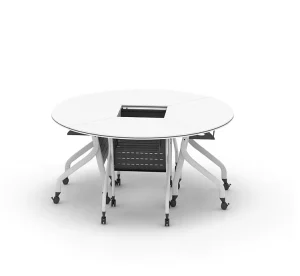 Small Round Foldable Conference Table Folding Meeting Training Table With Castor